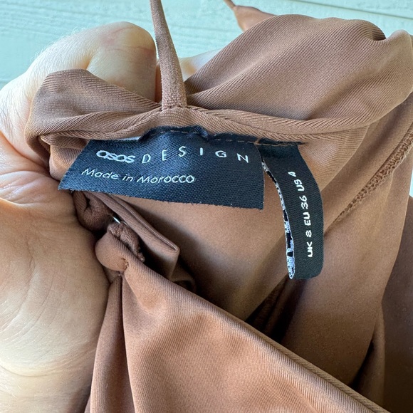 NWT Elegant Ruched Brown Dress - Picture 2 of 11